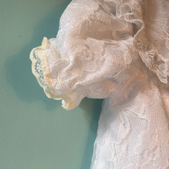 Vintage Jilly White Lace Dress with Pink Ribbon Size 18m - Picture 3 of 6